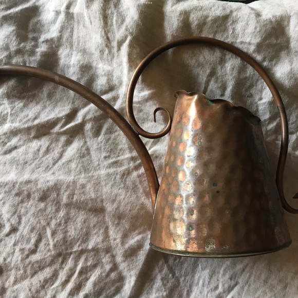 Adorable Made in USA Hammered Copper Ruffled Edge Watering Can for Decor Use - Picture 3 of 6